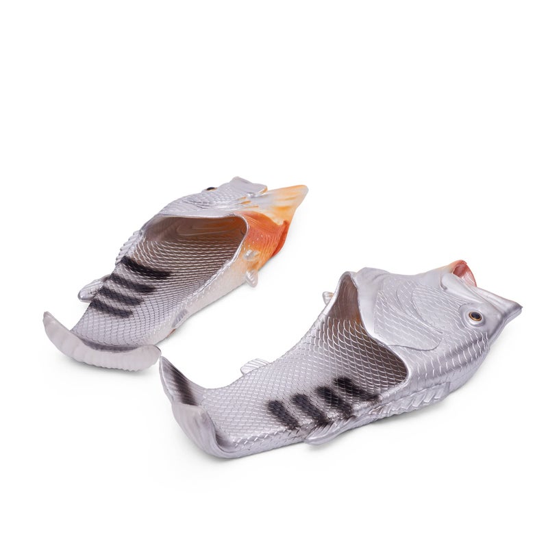 Coddies Fish Flip Flops - The Original Fish Slippers - Funny Gift, Unisex Sandals, Bass Slides, Pool, Beach & Fishing Shoes (Silver | 7-8 Men | 9-10 Women | EU 40-41) - Image 2